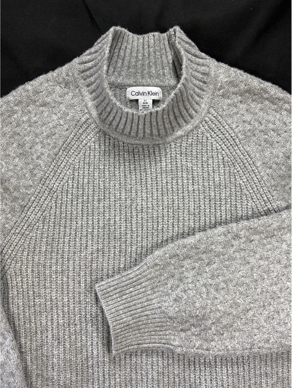 Calvin Klein Women’s L Grey Chunky Knit Turtleneck Sweater Textured